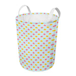 Pink And Yellow Macaron Pattern Print Round Laundry Basket