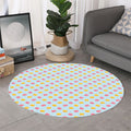 Pink And Yellow Macaron Pattern Print Round Rug