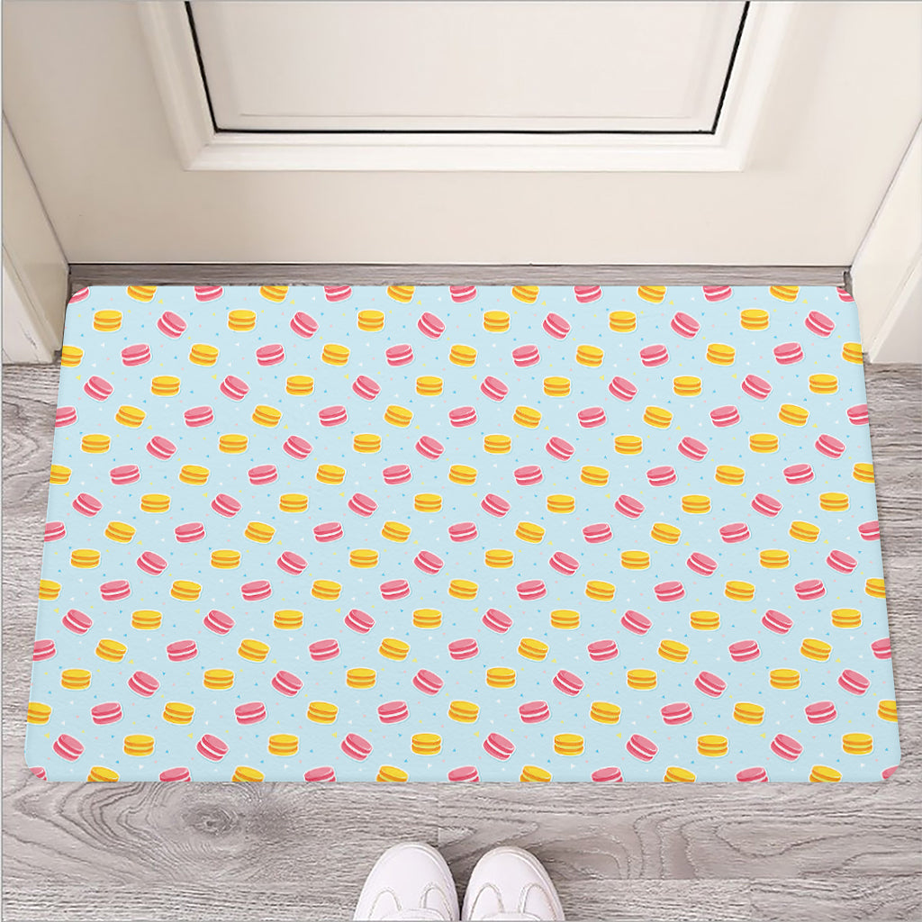 Pink And Yellow Macaron Pattern Print Rubber Doormat
