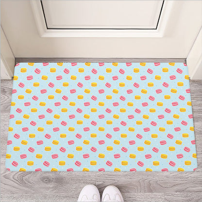 Pink And Yellow Macaron Pattern Print Rubber Doormat