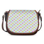 Pink And Yellow Macaron Pattern Print Saddle Bag