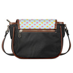 Pink And Yellow Macaron Pattern Print Saddle Bag