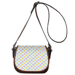 Pink And Yellow Macaron Pattern Print Saddle Bag