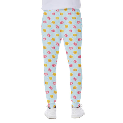 Pink And Yellow Macaron Pattern Print Scuba Joggers