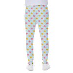 Pink And Yellow Macaron Pattern Print Scuba Joggers