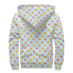 Pink And Yellow Macaron Pattern Print Sherpa Lined Zip Up Hoodie