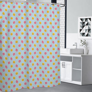 Pink And Yellow Macaron Pattern Print Shower Curtain