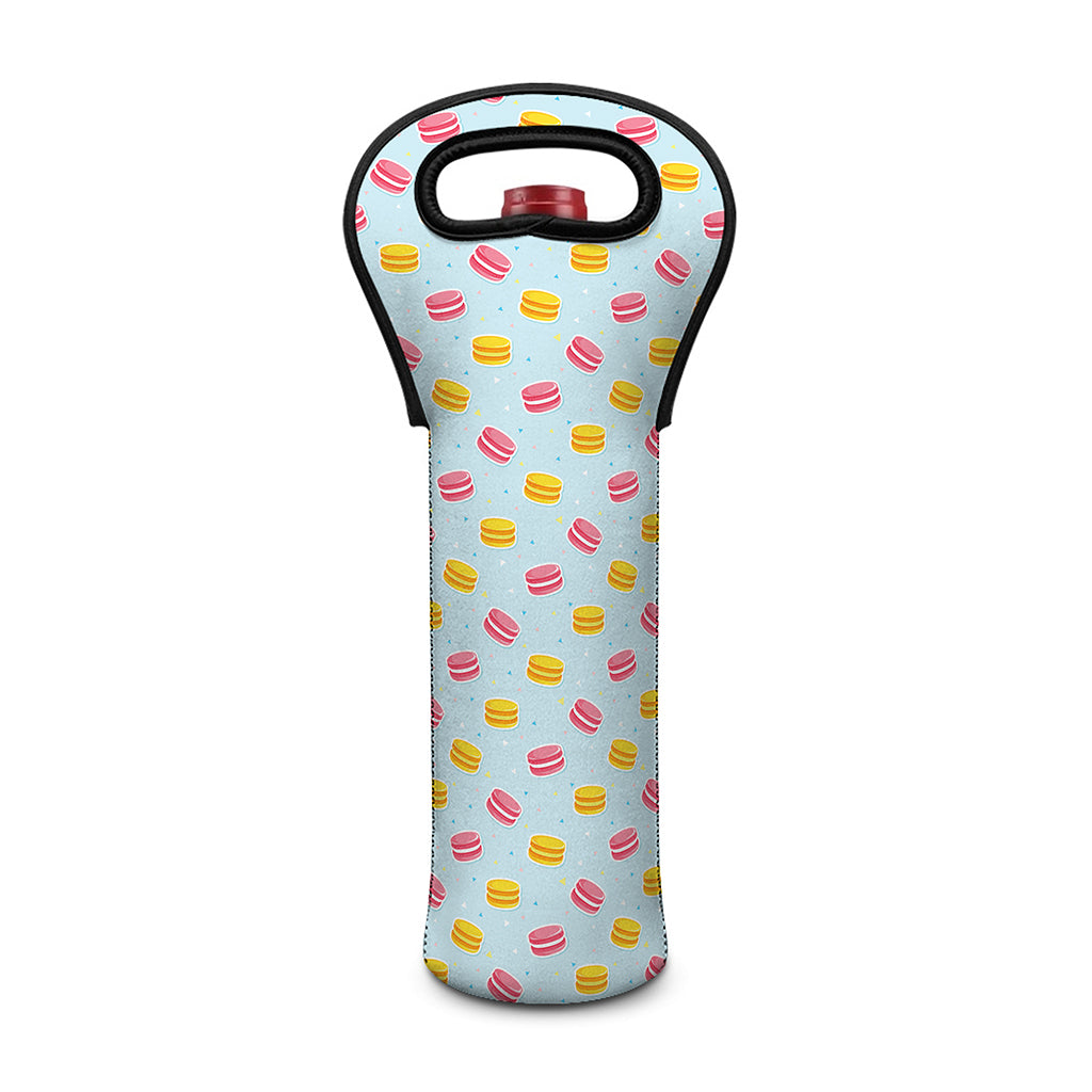Pink And Yellow Macaron Pattern Print Single Neoprene Wine Tote