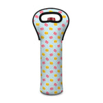 Pink And Yellow Macaron Pattern Print Single Neoprene Wine Tote