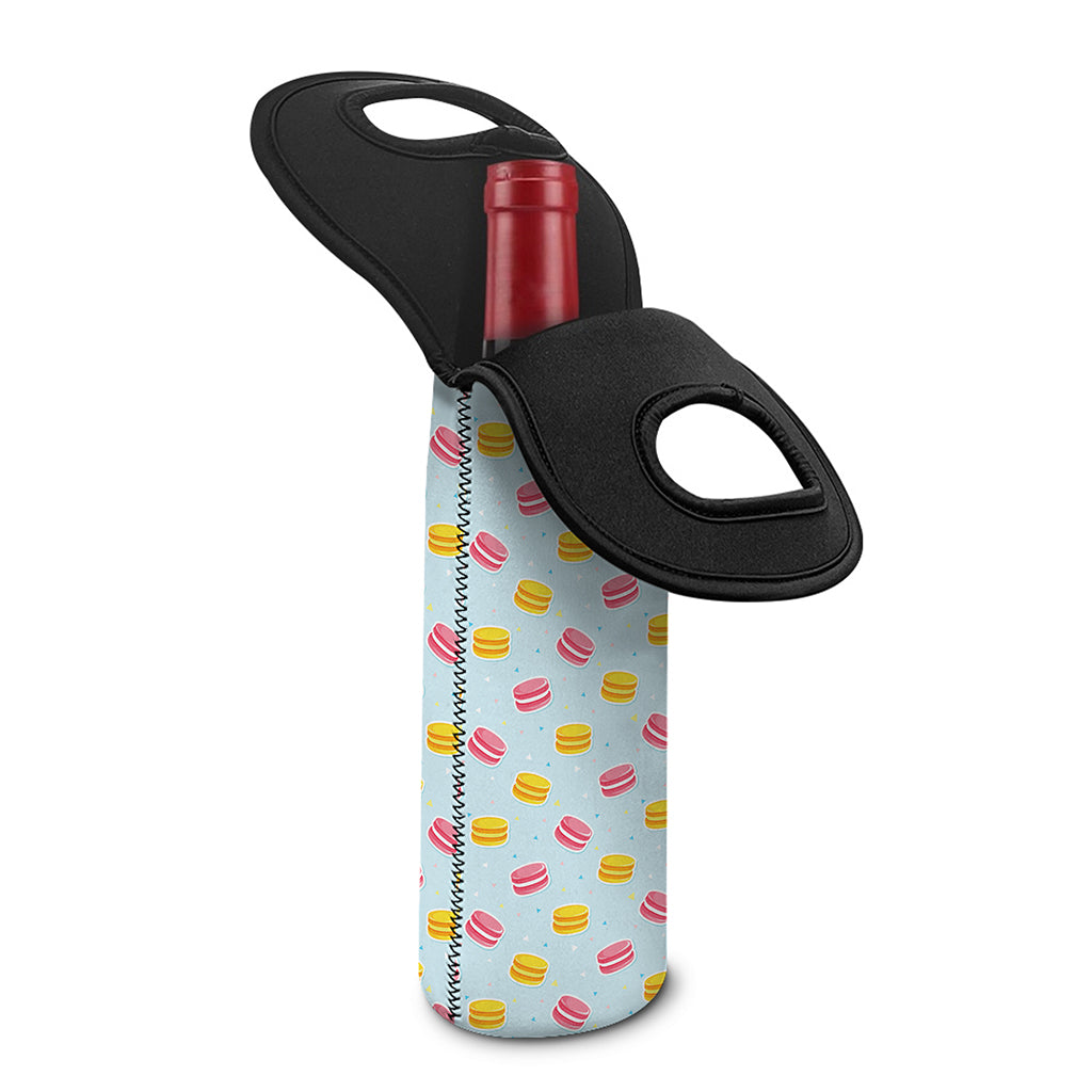 Pink And Yellow Macaron Pattern Print Single Neoprene Wine Tote
