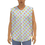 Pink And Yellow Macaron Pattern Print Sleeveless Baseball Jersey