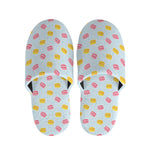 Pink And Yellow Macaron Pattern Print Slippers