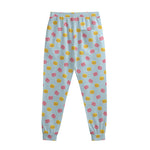 Pink And Yellow Macaron Pattern Print Sweatpants