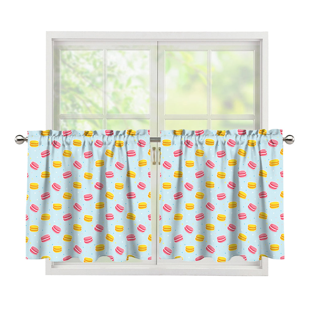 Pink And Yellow Macaron Pattern Print Tier Curtains