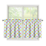 Pink And Yellow Macaron Pattern Print Tier Curtains