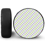 Pink And Yellow Macaron Pattern Print Tire Cover