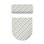 Pink And Yellow Macaron Pattern Print Toilet Lid And Tank Cover Set