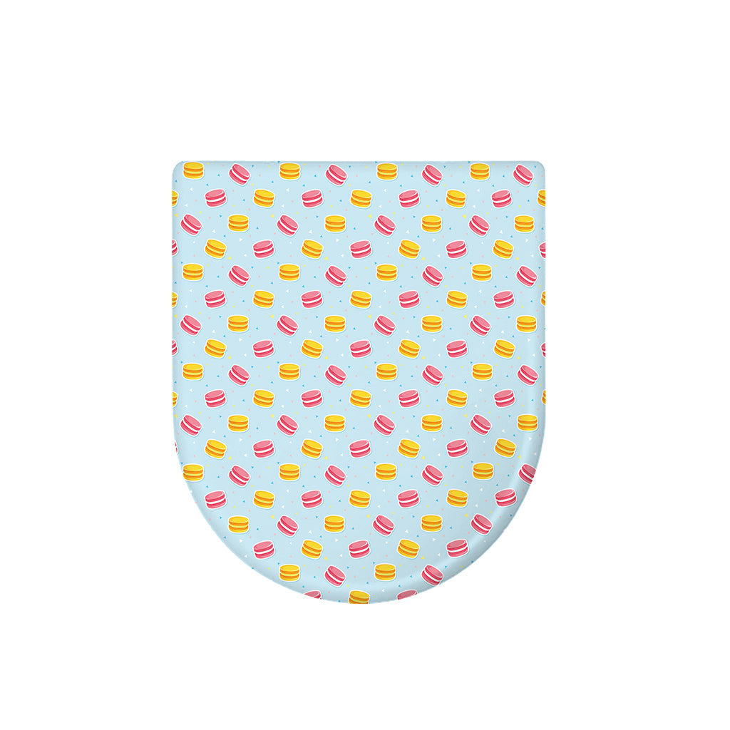 Pink And Yellow Macaron Pattern Print Toilet Lid Cover
