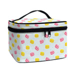 Pink And Yellow Macaron Pattern Print Travel Makeup Bag