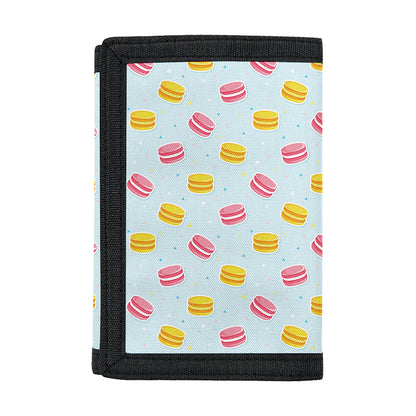 Pink And Yellow Macaron Pattern Print Trifold Wallet