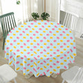Pink And Yellow Macaron Pattern Print Waterproof Round Tablecloth