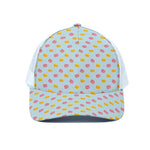 Pink And Yellow Macaron Pattern Print White Mesh Trucker Cap