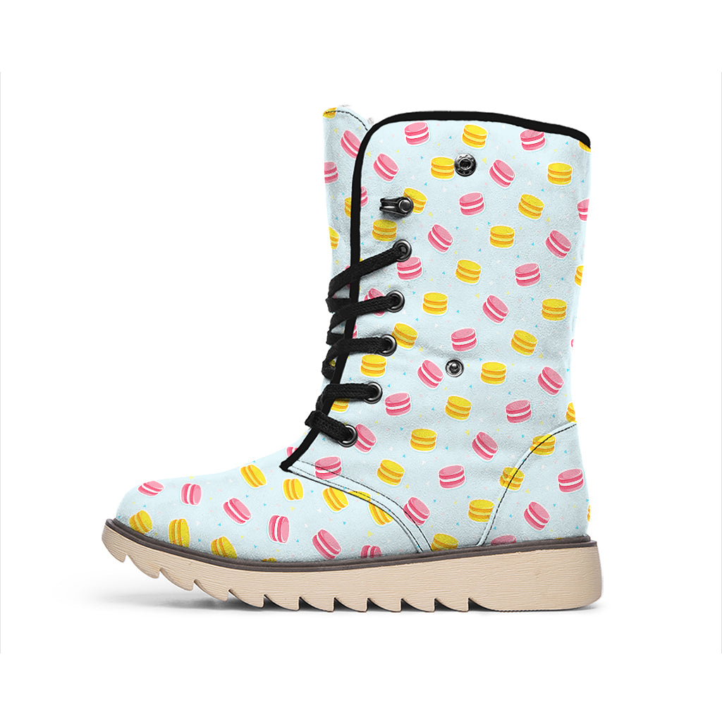 Pink And Yellow Macaron Pattern Print Winter Boots