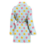 Pink And Yellow Macaron Pattern Print Women's Bathrobe