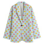 Pink And Yellow Macaron Pattern Print Women's Blazer