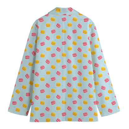 Pink And Yellow Macaron Pattern Print Women's Blazer