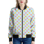 Pink And Yellow Macaron Pattern Print Women's Bomber Jacket