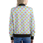 Pink And Yellow Macaron Pattern Print Women's Bomber Jacket