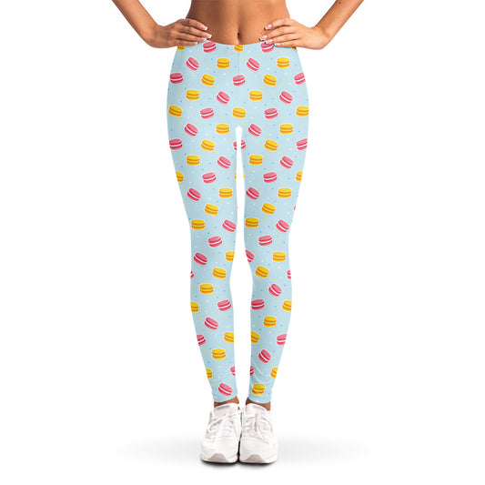 Pink And Yellow Macaron Pattern Print Women's Leggings