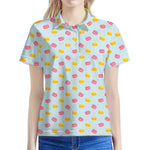 Pink And Yellow Macaron Pattern Print Women's Polo Shirt