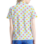 Pink And Yellow Macaron Pattern Print Women's Polo Shirt