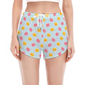 Pink And Yellow Macaron Pattern Print Women's Split Running Shorts