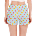 Pink And Yellow Macaron Pattern Print Women's Split Running Shorts