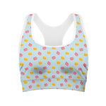 Pink And Yellow Macaron Pattern Print Women's Sports Bra