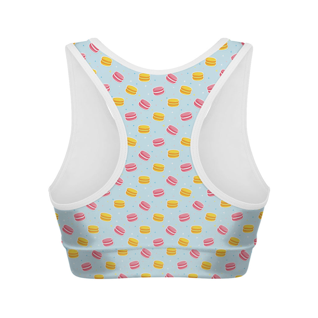 Pink And Yellow Macaron Pattern Print Women's Sports Bra