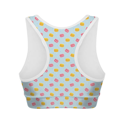 Pink And Yellow Macaron Pattern Print Women's Sports Bra