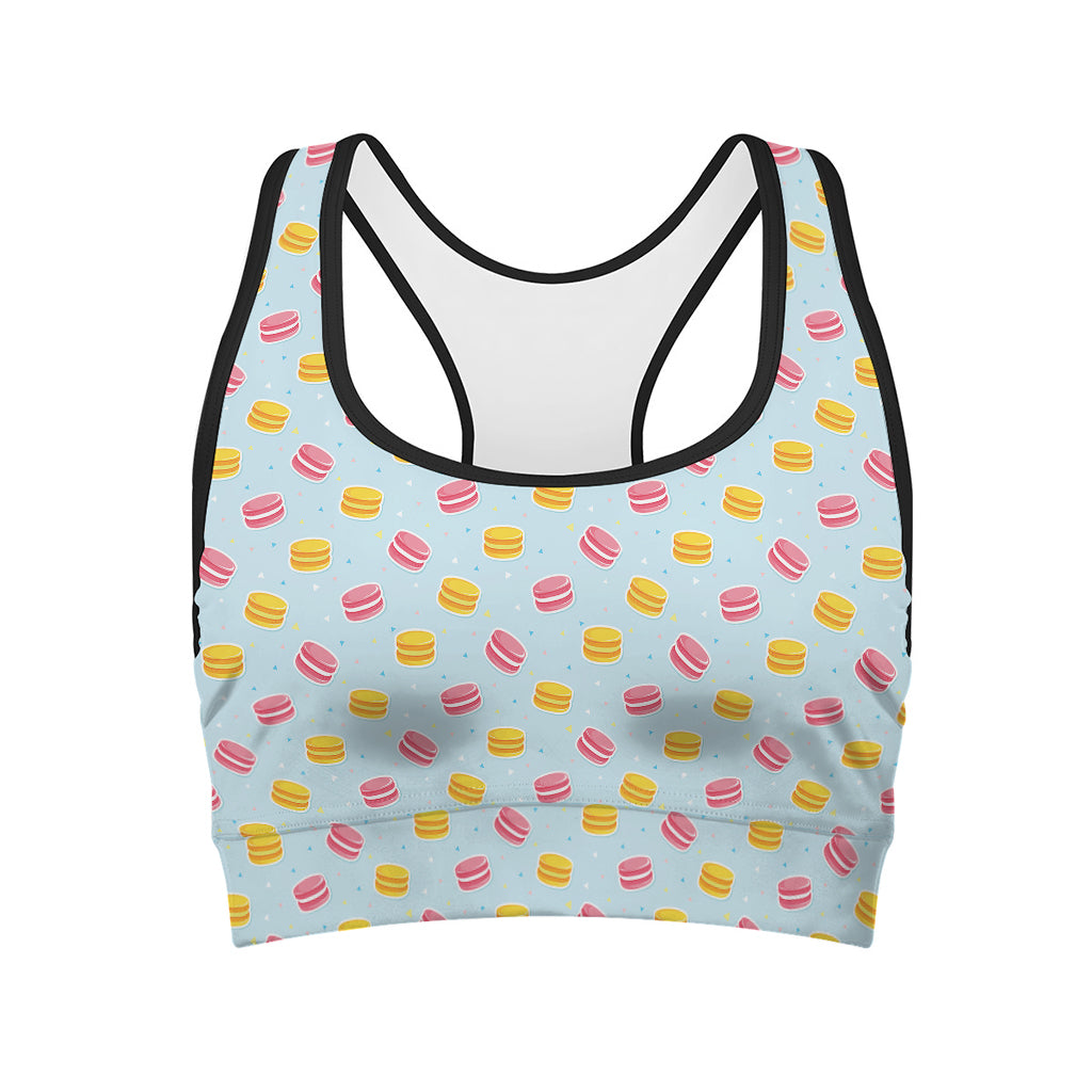 Pink And Yellow Macaron Pattern Print Women's Sports Bra