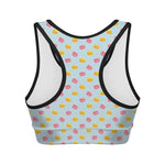 Pink And Yellow Macaron Pattern Print Women's Sports Bra