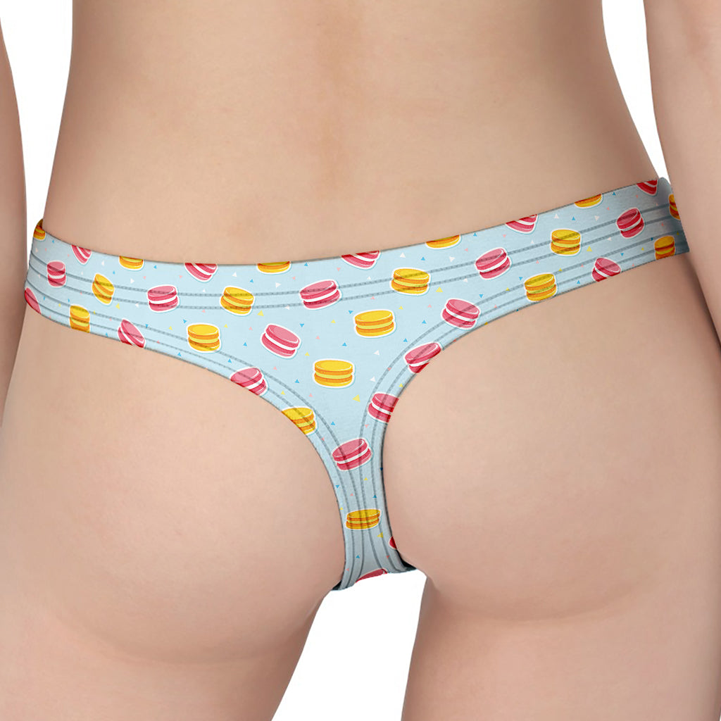 Pink And Yellow Macaron Pattern Print Women's Thong