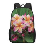 Pink And Yellow Plumeria Flower Print 17 Inch Backpack
