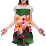 Pink And Yellow Plumeria Flower Print Adjustable Apron