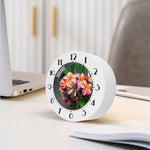 Pink And Yellow Plumeria Flower Print Alarm Clock