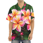 Pink And Yellow Plumeria Flower Print Aloha Shirt