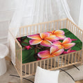 Pink And Yellow Plumeria Flower Print Baby Crib Sheet