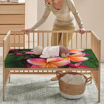 Pink And Yellow Plumeria Flower Print Baby Crib Sheet