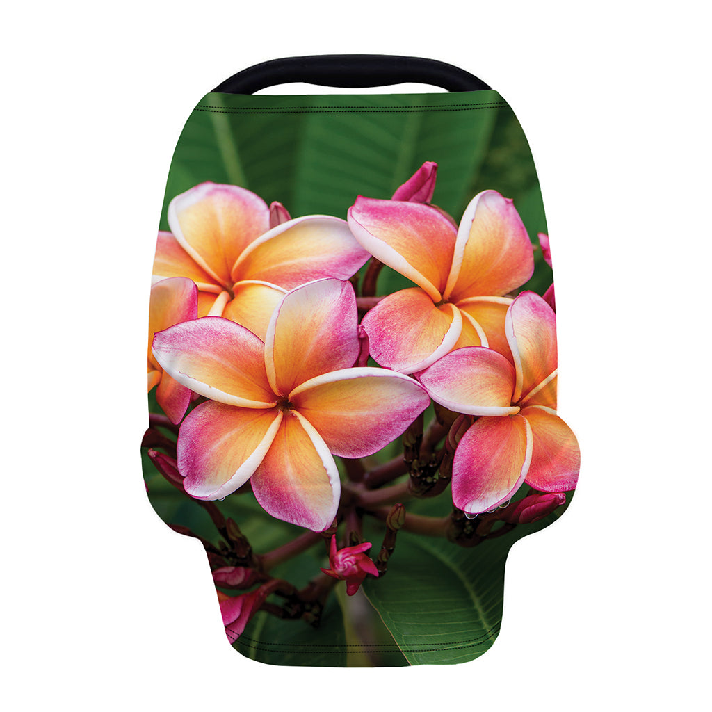 Pink And Yellow Plumeria Flower Print Baby Seat Cover